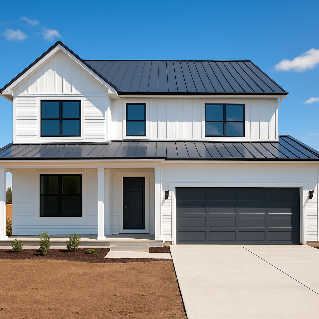 Modern home with a new standing seam metal roof